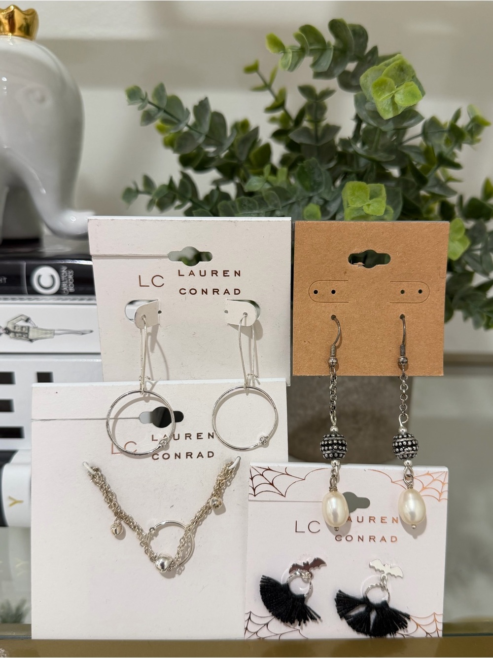 LC Lauren Conrad Mixed Silver Earring Collection with Pearl Accents